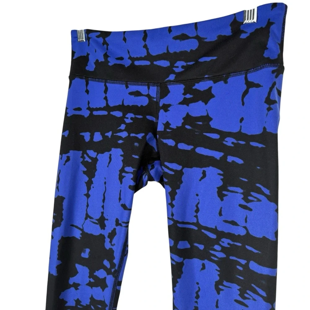 ALO Womens Small Pull On Leggings Fitted Stretchy Black Blue Activewear Bottoms